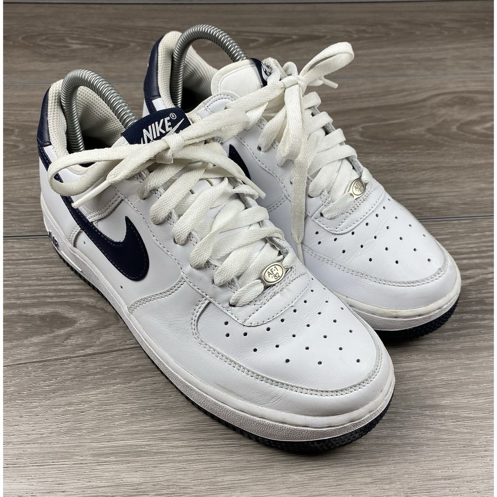 Nike Air Force 1 Low White Navy Womens 8 Youth 6.5Y Casual Shoes 306291-148